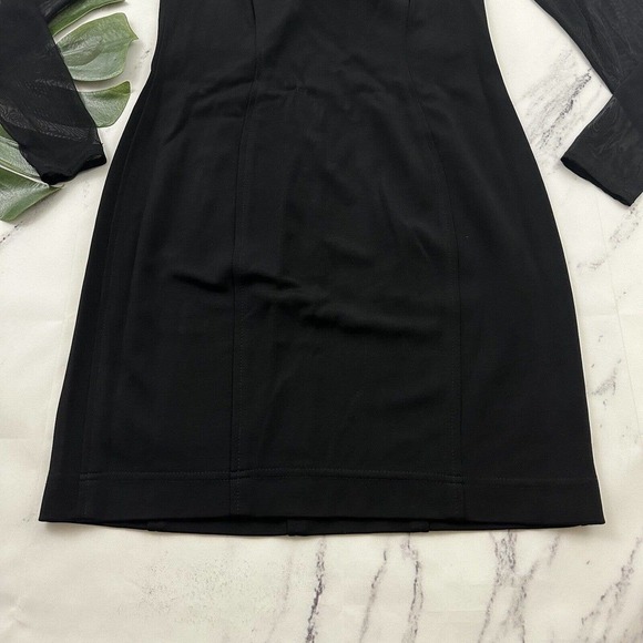 Tadashi Womens Vintage Mini Dress Size M New Black Mesh Sleeve Sheath Cocktail - Picture 5 of 11